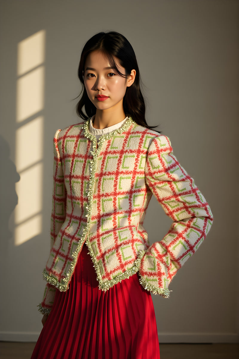 GARDEN CHECK TWEED JACKET
