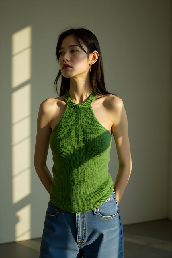 VERDANT RIBBED HALTER KNIT