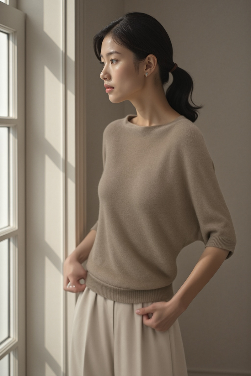 SANDSTONE DRAPE KNIT TOP
