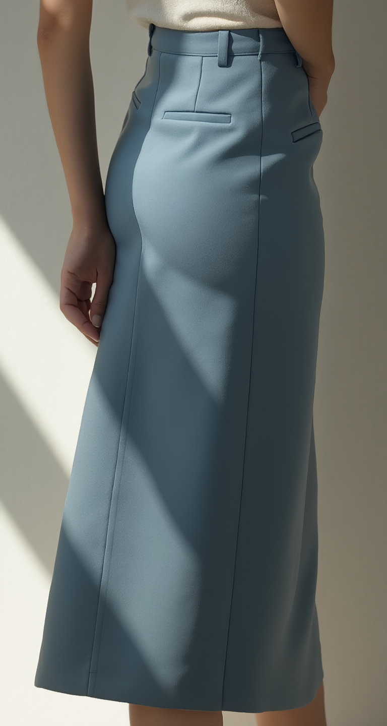 BLUE TAILORED PENCIL SKIRT