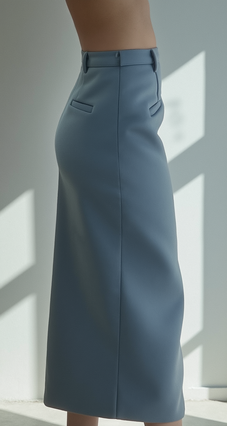 BLUE TAILORED PENCIL SKIRT