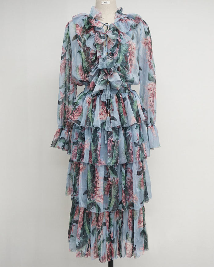 TIERED CHIFFON DRESS