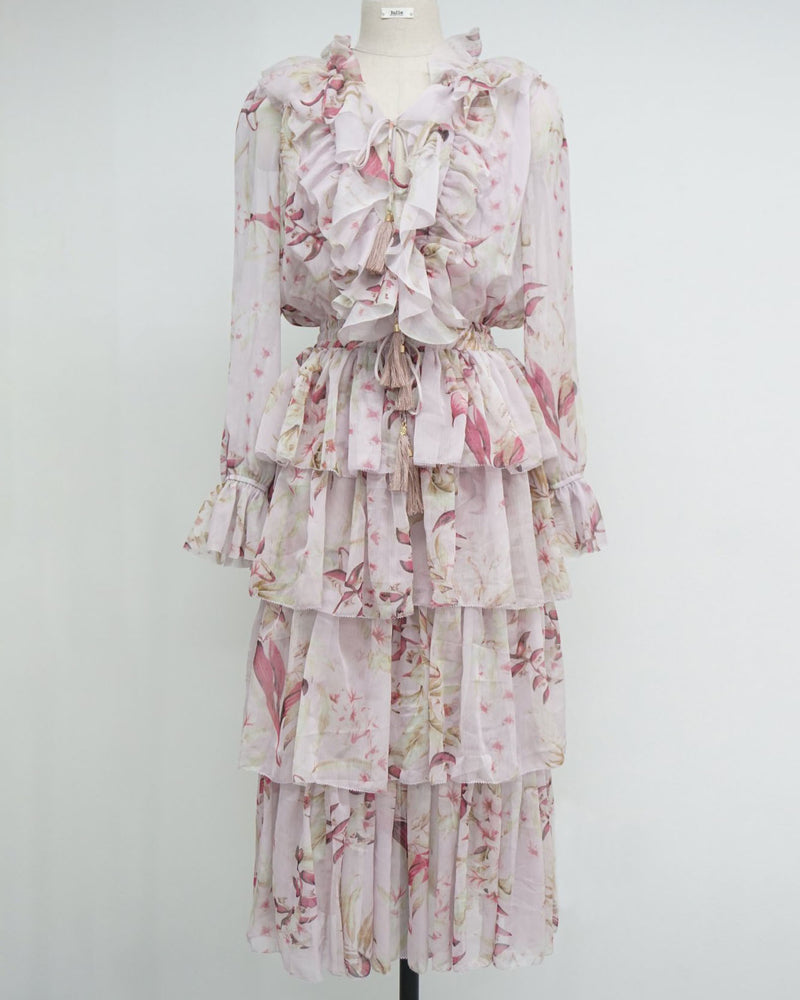 TIERED CHIFFON DRESS