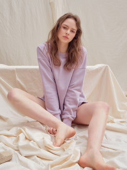 BASIC COTTON SWEATSHIRT WITH SIDE SLIT