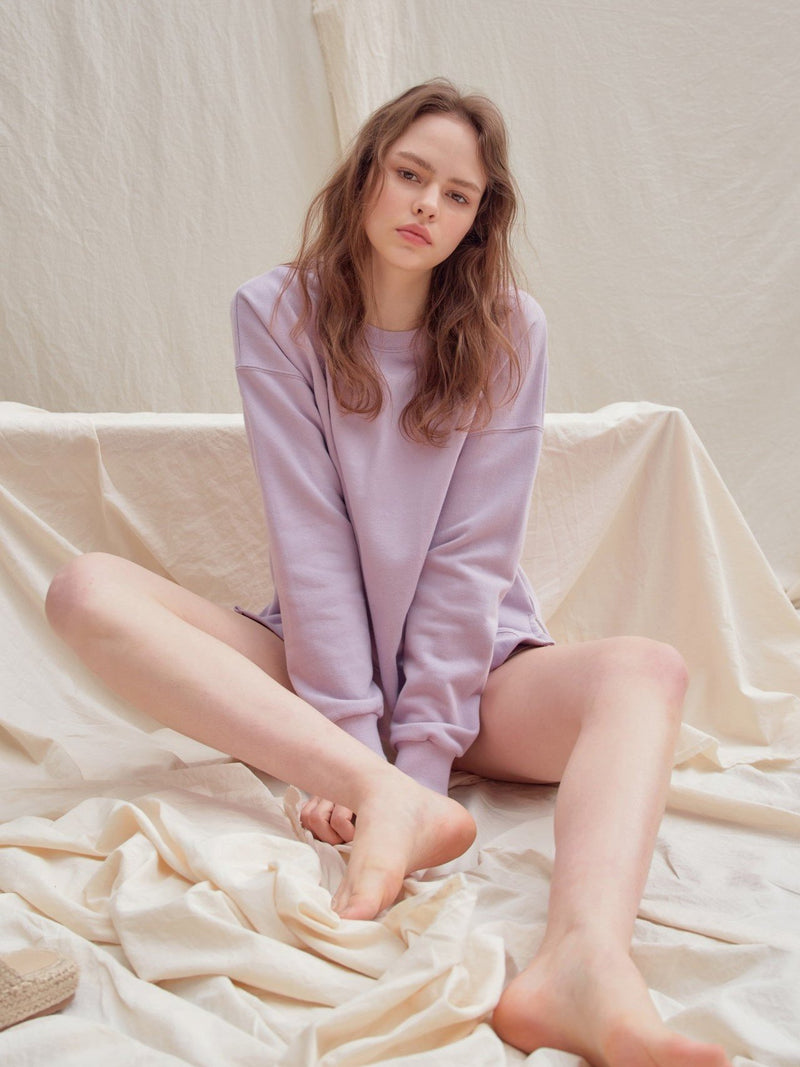 BASIC COTTON SWEATSHIRT WITH SIDE SLIT
