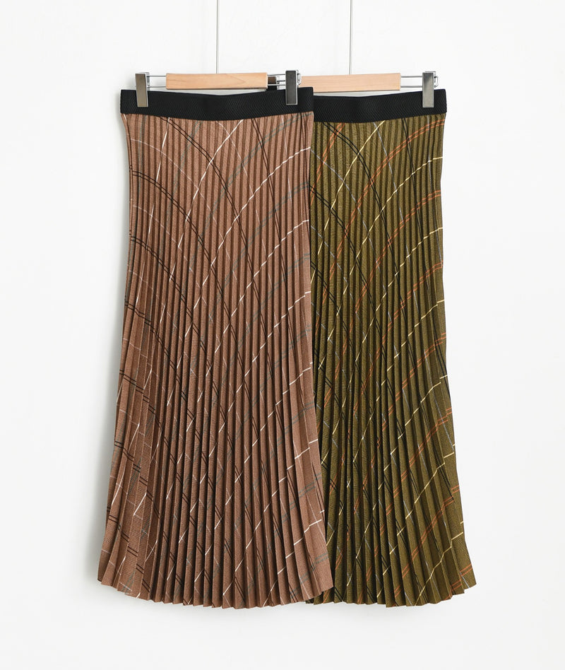 CHECK PLEATED SKIRT
