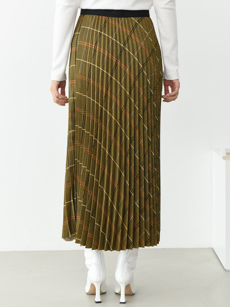 CHECK PLEATED SKIRT
