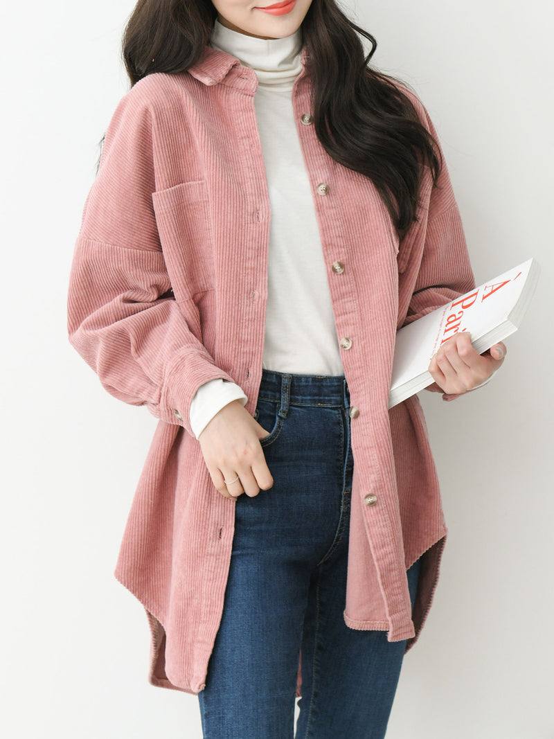 LONG SLEEVE CORDUROY BELTED SHIRT