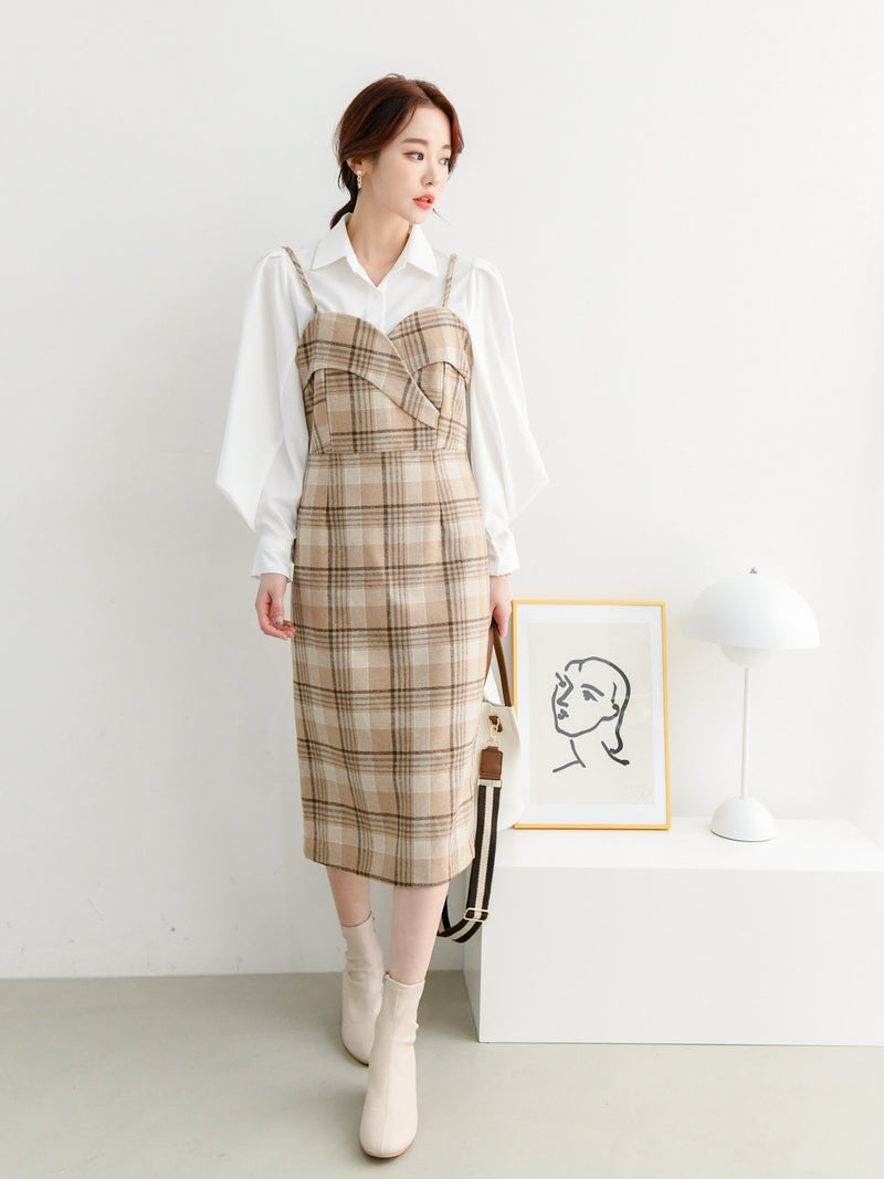CHECK WOOLEN DRESS