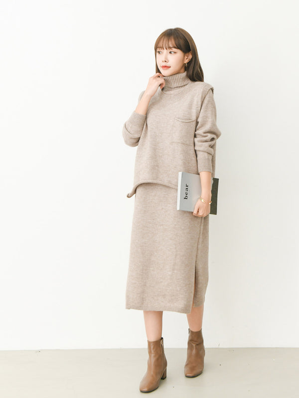 TURTLENECK DRESS & VEST SET