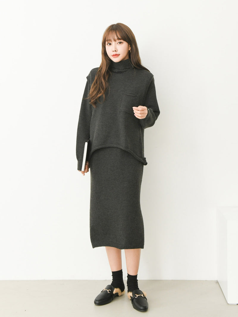 TURTLENECK DRESS & VEST SET