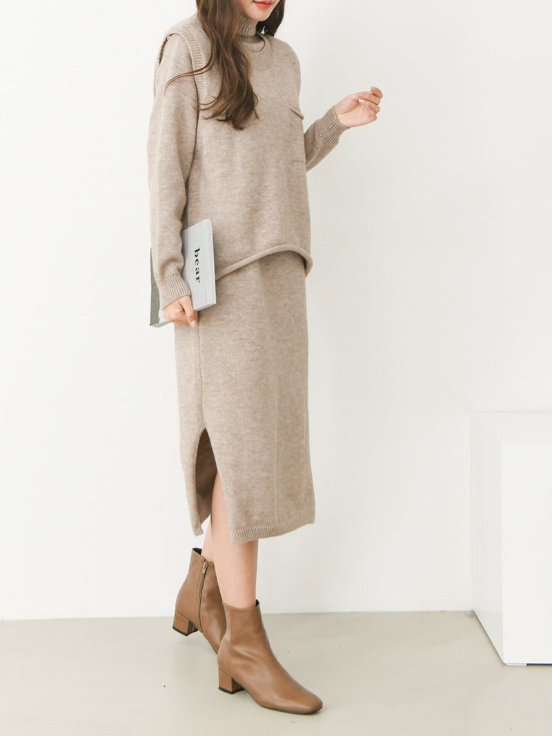TURTLENECK DRESS & VEST SET