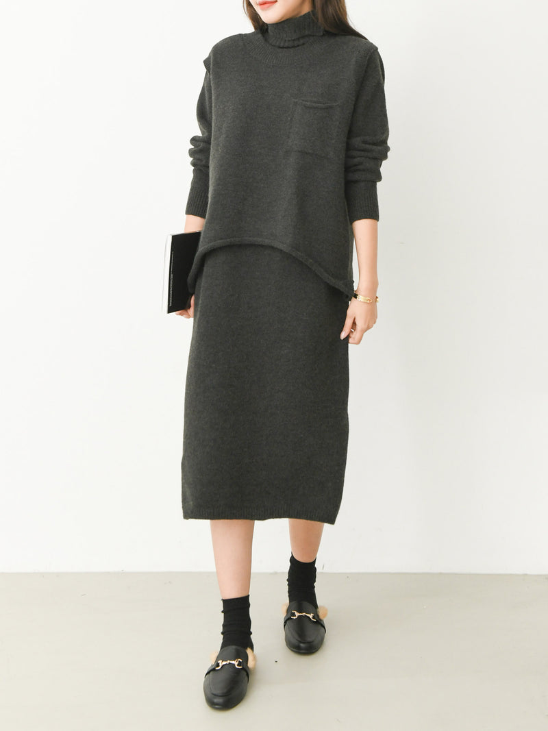TURTLENECK DRESS & VEST SET