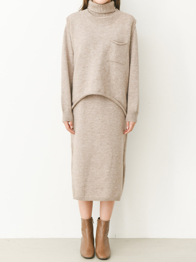 TURTLENECK DRESS & VEST SET