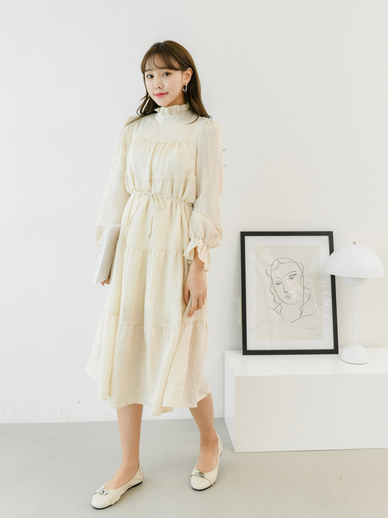 LONG SLEEVE PANEL MIDI DRESS