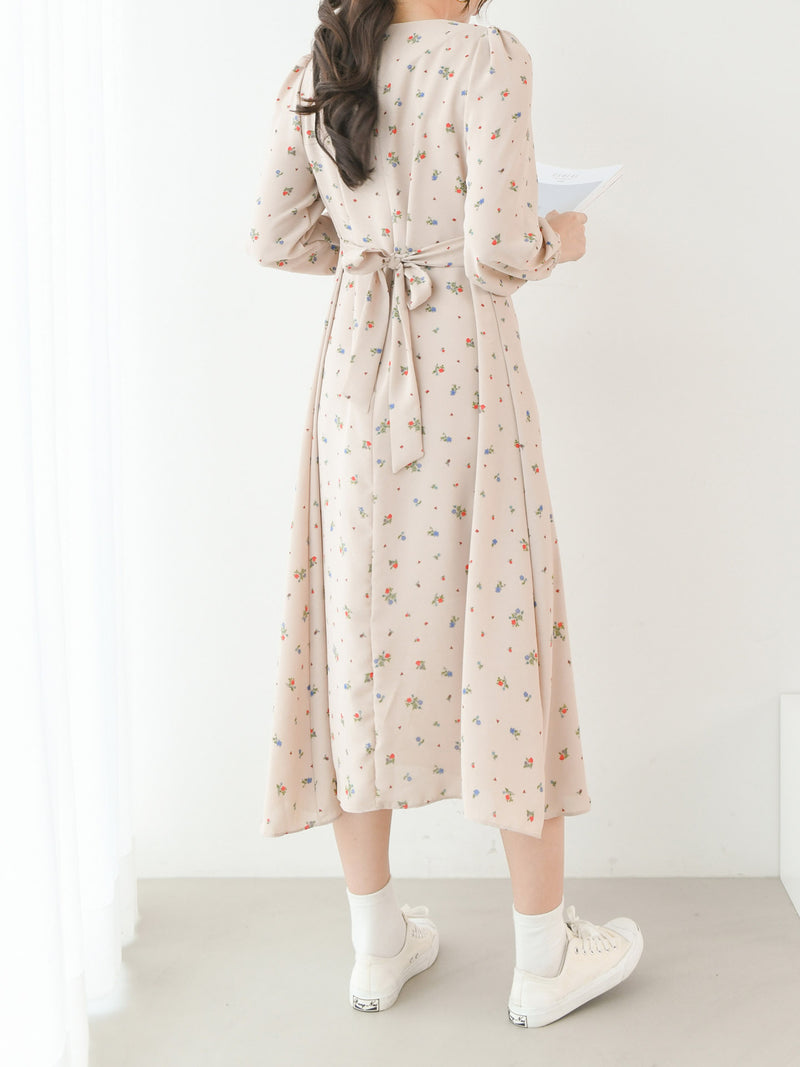 LONG FLORAL TIE BACK DRESS