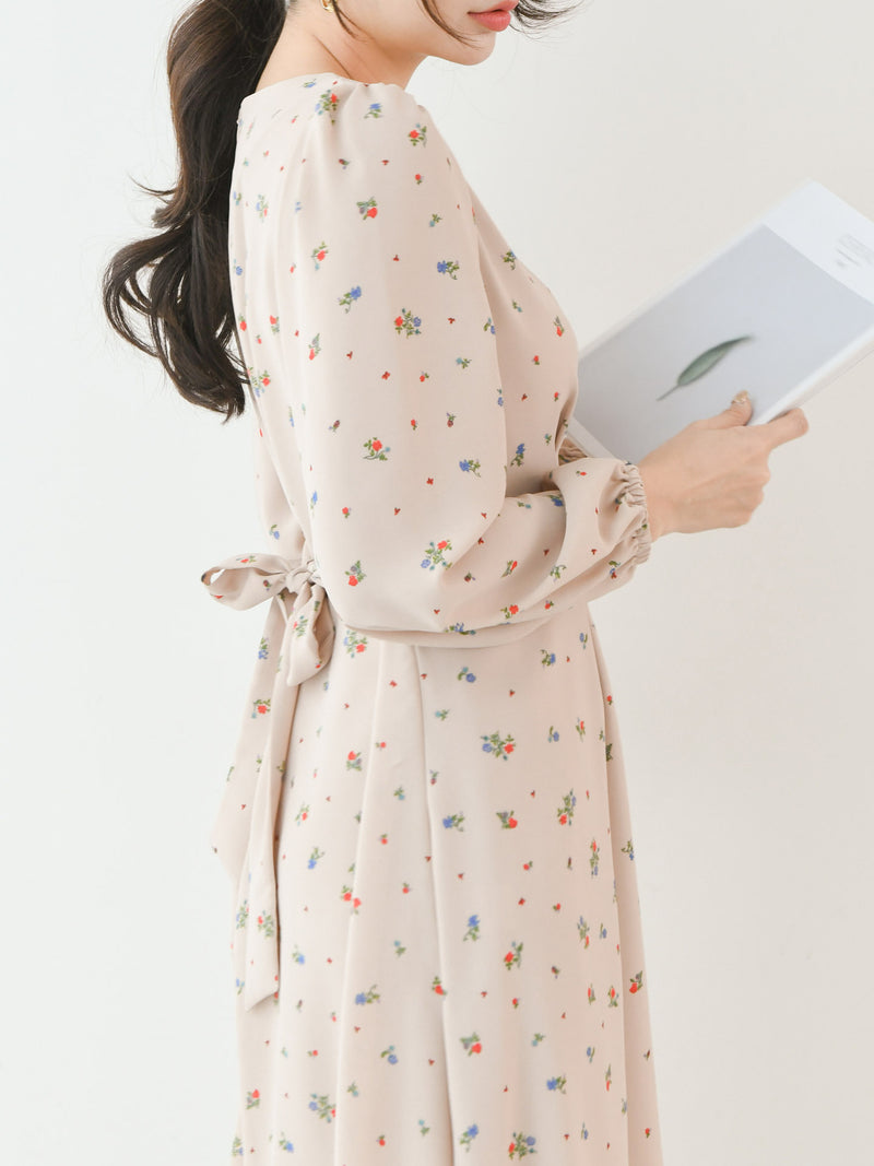 LONG FLORAL TIE BACK DRESS