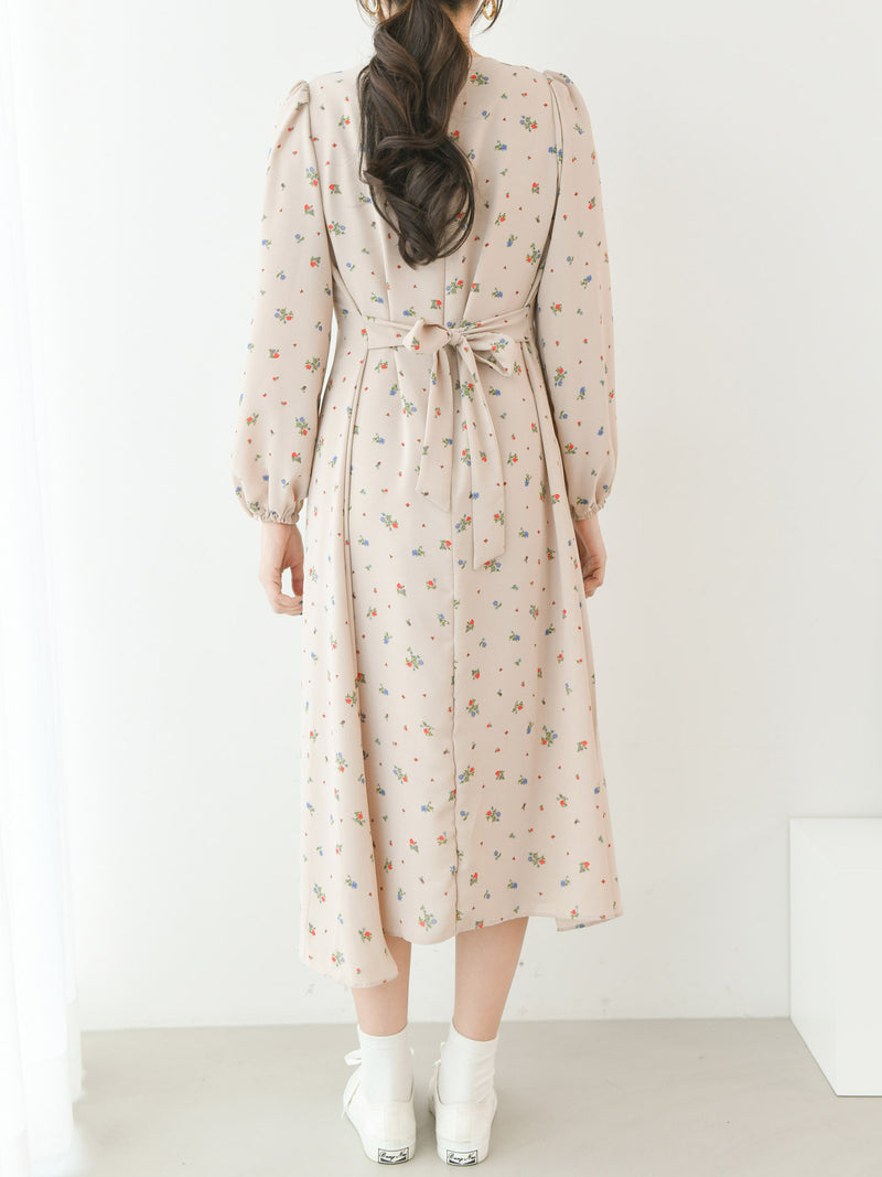 LONG FLORAL TIE BACK DRESS