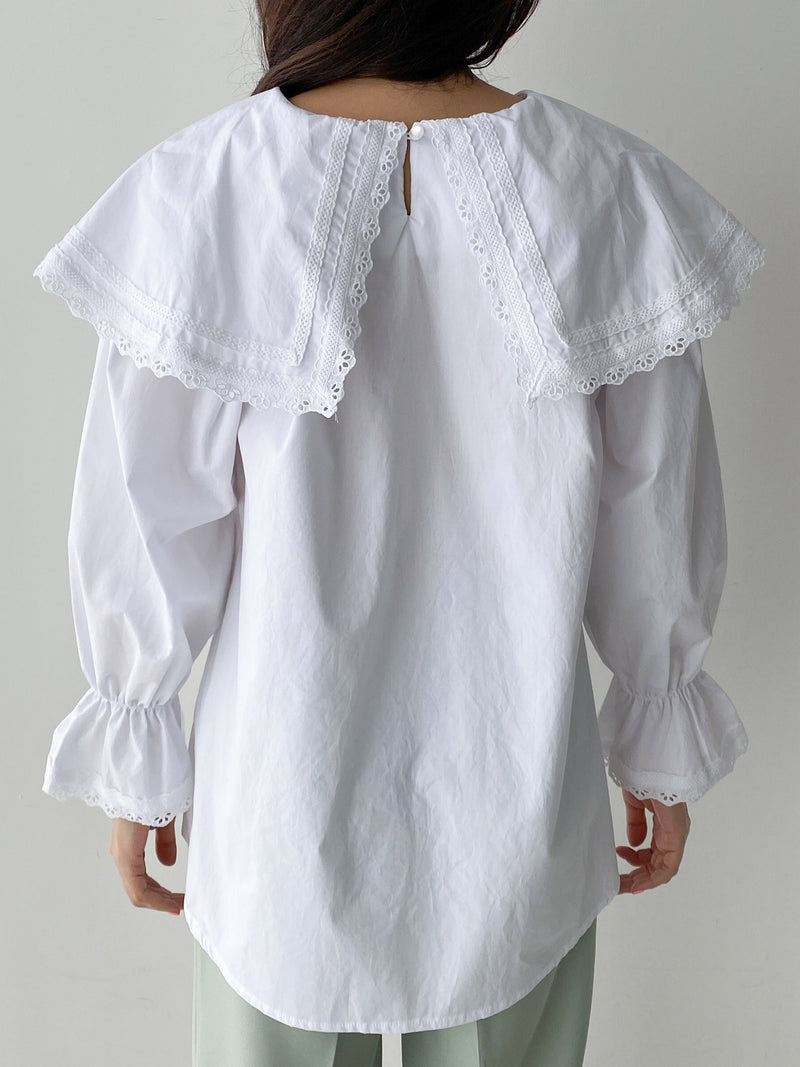 WIDE COLLAR COTTON BLOUSE