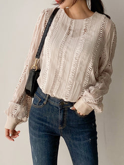 SHEER BLOUSE WITH CUT OUT DETAIL