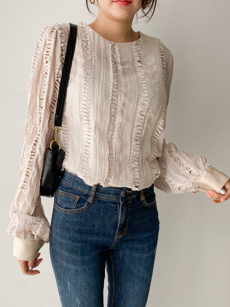 SHEER BLOUSE WITH CUT OUT DETAIL