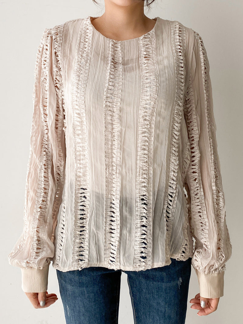 SHEER BLOUSE WITH CUT OUT DETAIL