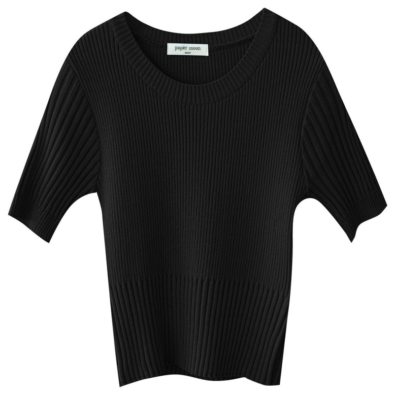 HALF SLEEVE CROPPED RIBBED KNIT