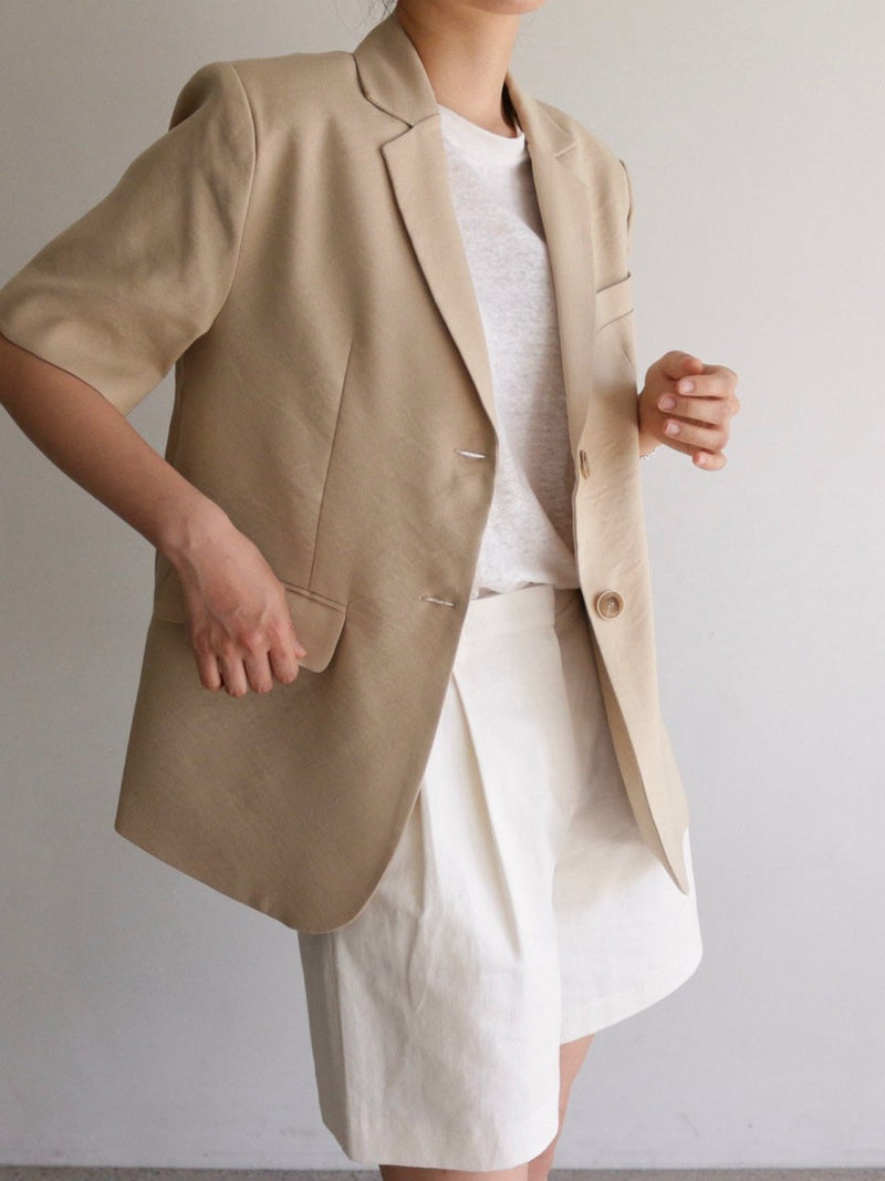 2 BUTTON LINEN HALF SLEEVE JACKET