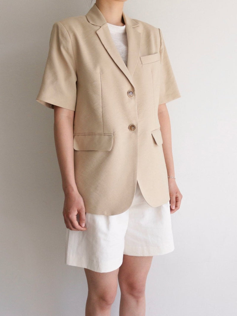 2 BUTTON LINEN HALF SLEEVE JACKET