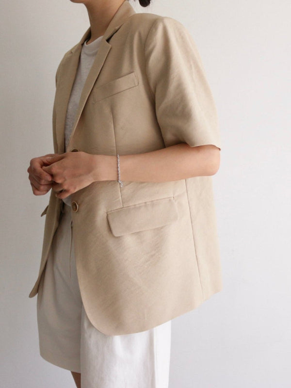 2 BUTTON LINEN HALF SLEEVE JACKET