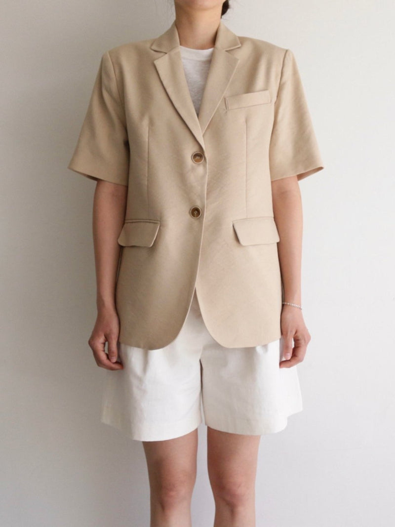 2 BUTTON LINEN HALF SLEEVE JACKET
