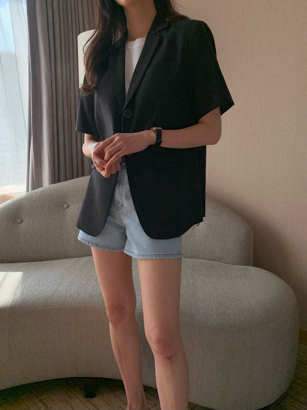 2 BUTTON LINEN HALF SLEEVE JACKET