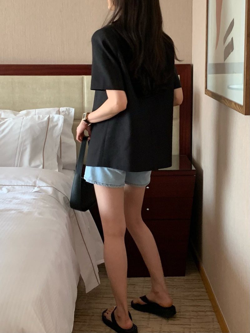 2 BUTTON LINEN HALF SLEEVE JACKET