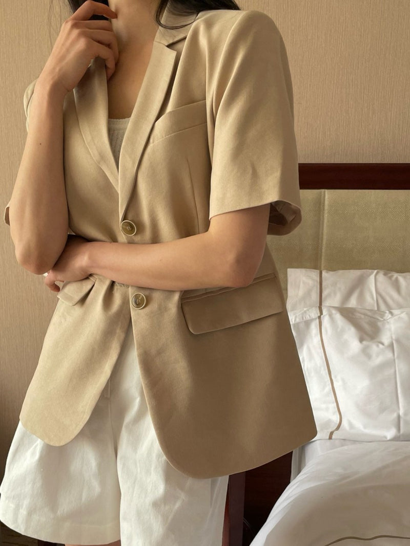 2 BUTTON LINEN HALF SLEEVE JACKET