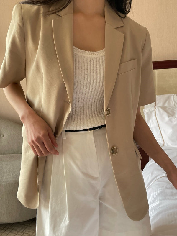 2 BUTTON LINEN HALF SLEEVE JACKET