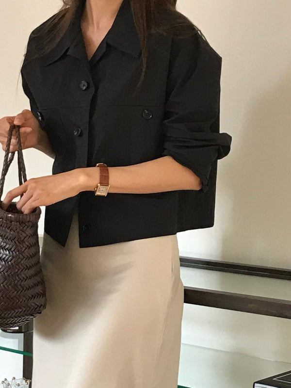 2 POCKET CROPPED SHIRT JACKET