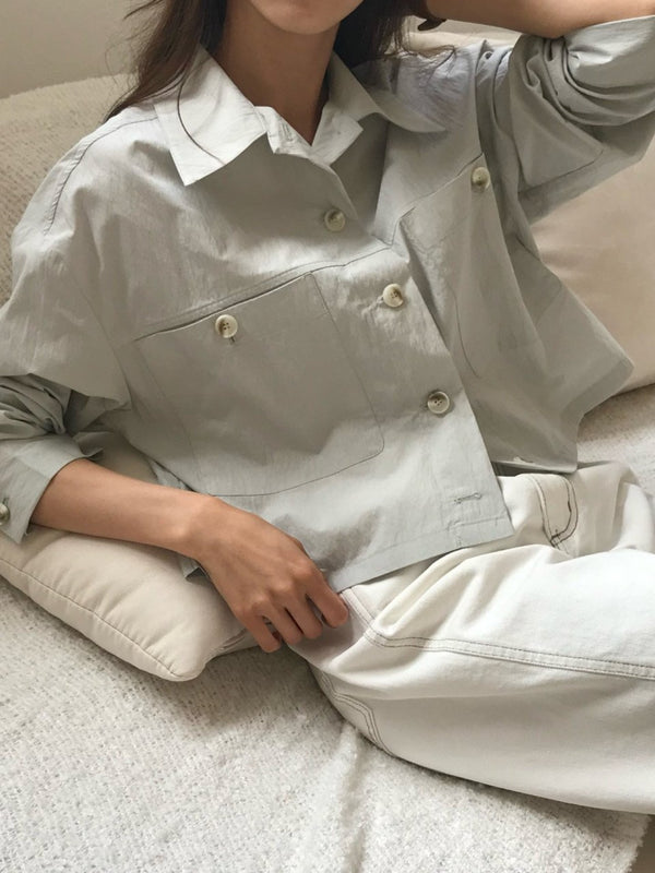 2 POCKET CROPPED SHIRT JACKET