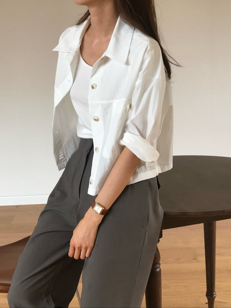 2 POCKET CROPPED SHIRT JACKET