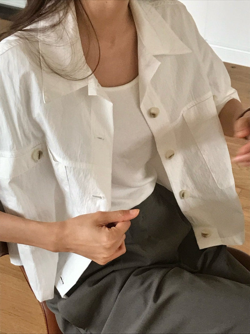 2 POCKET CROPPED SHIRT JACKET