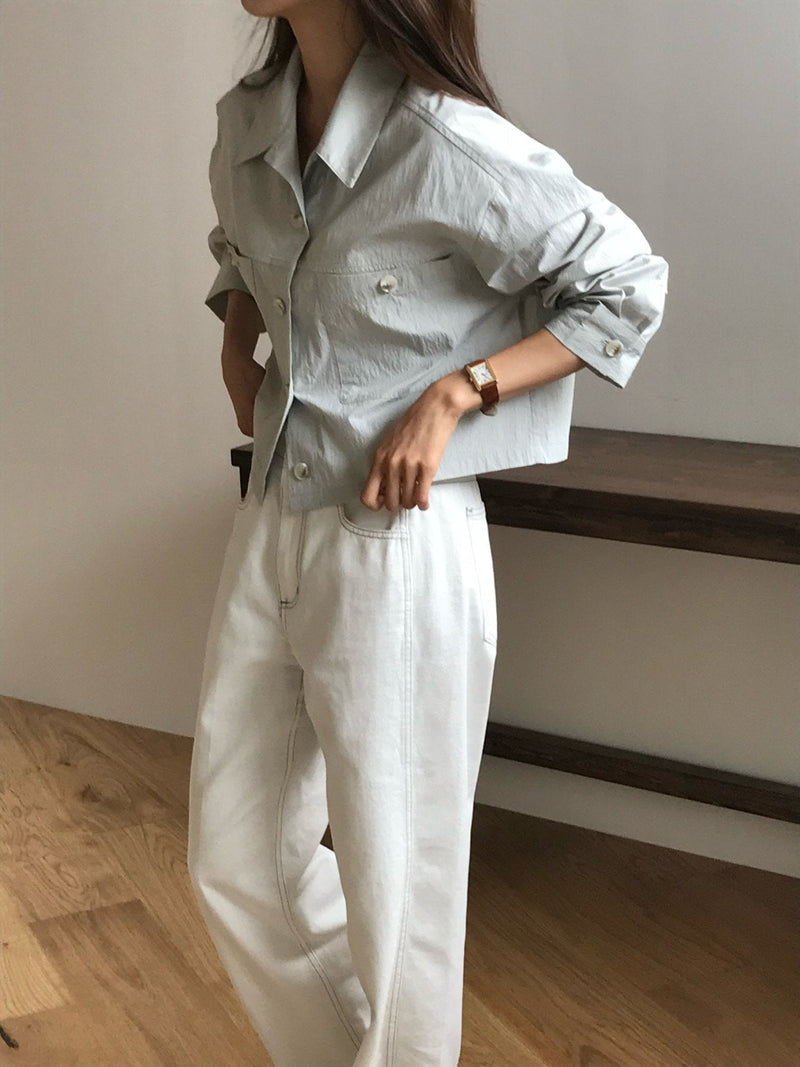 2 POCKET CROPPED SHIRT JACKET