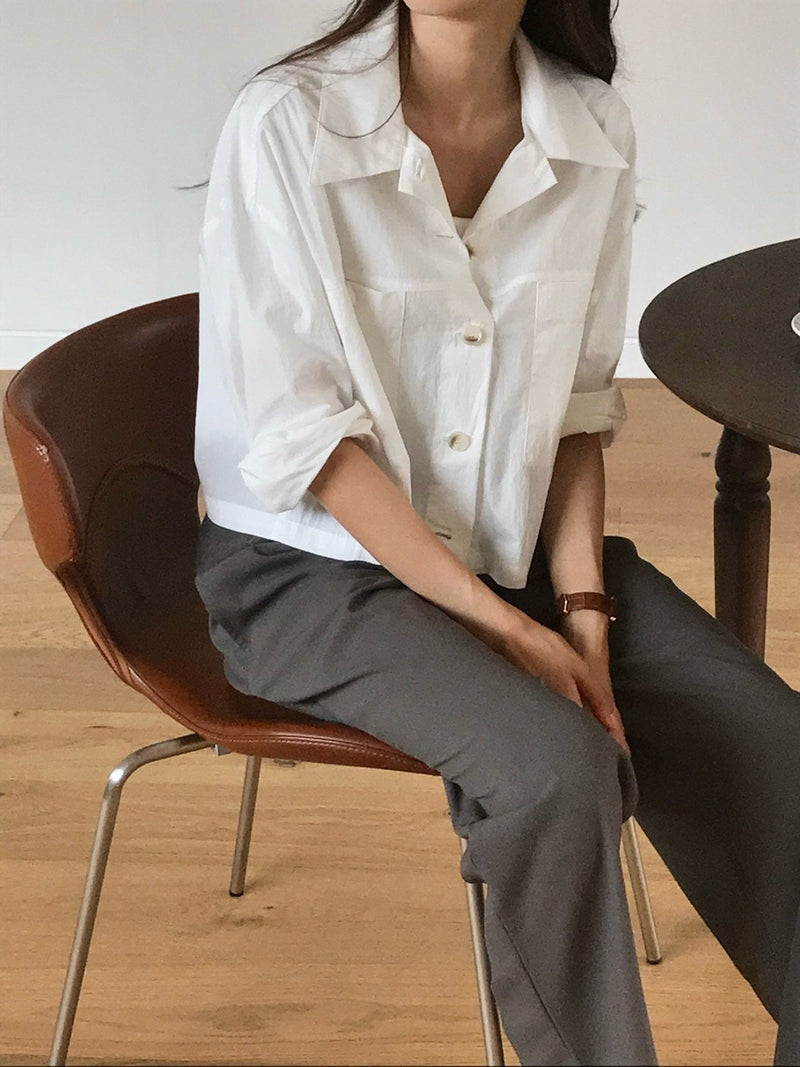 2 POCKET CROPPED SHIRT JACKET