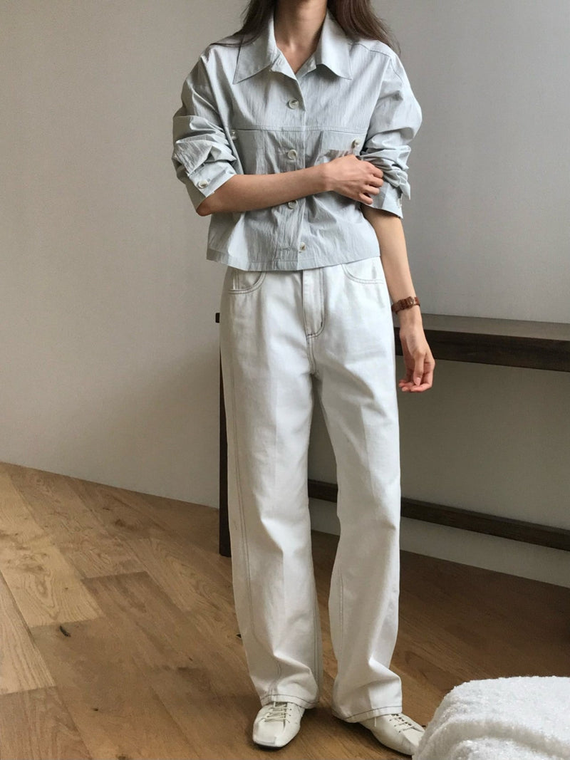 2 POCKET CROPPED SHIRT JACKET
