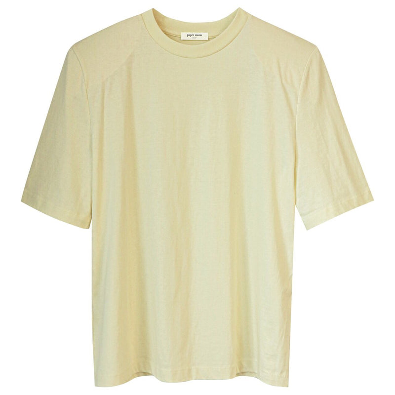 COTTON PADDED SHOULDER HALF SLEEVE TOP