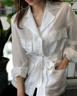 SHEER LINEN SAFARI JACKET - 3 COLORS