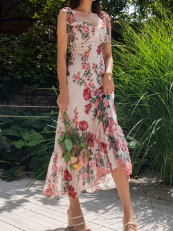 MIDI FLORAL DRESS WITH RUFFLE HEM