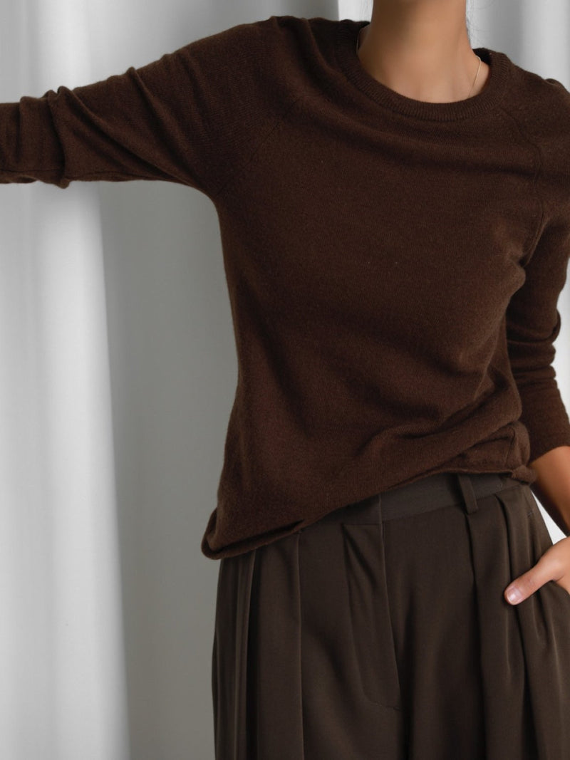 3/4 SLEEVE RAGLAN CASHMERE KNIT TOP