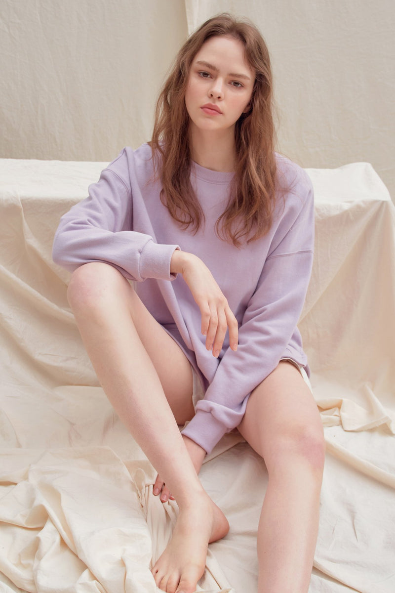 BASIC COTTON SWEATSHIRT WITH SIDE SLIT