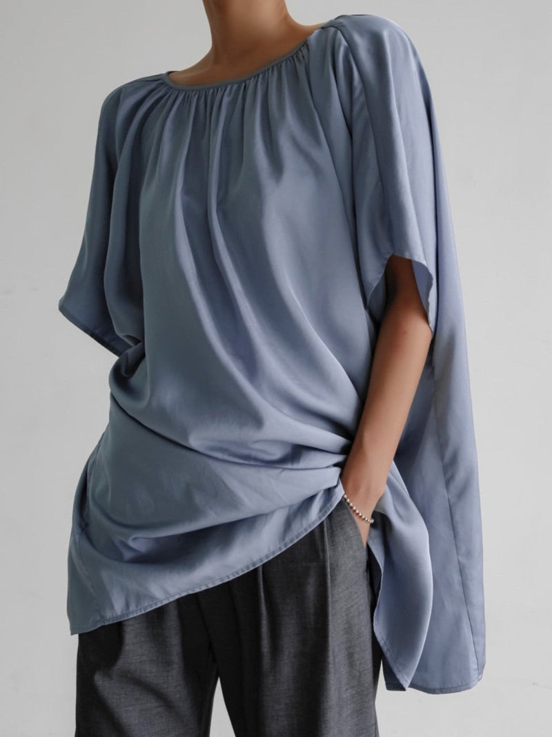 ASYMMETRICAL PIN TUCK WIDE TROUSERS