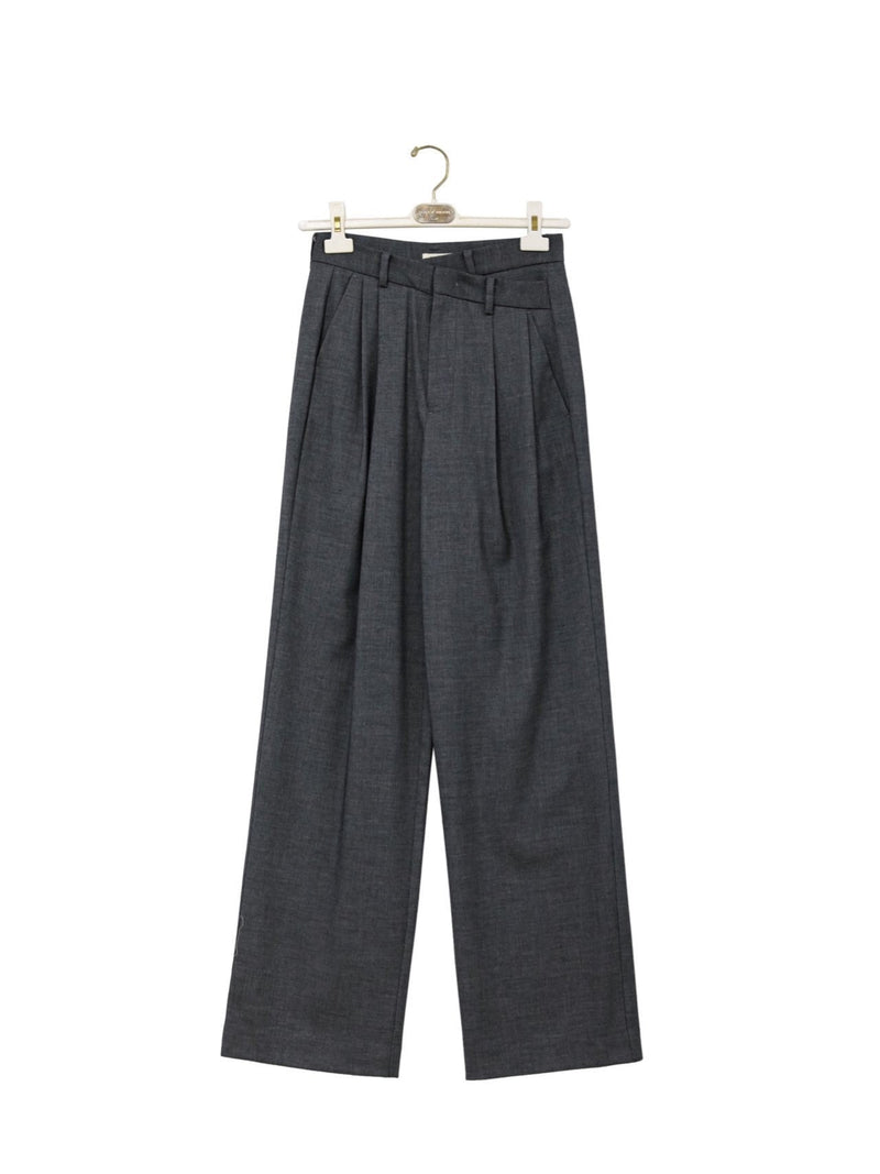 ASYMMETRICAL PIN TUCK WIDE TROUSERS