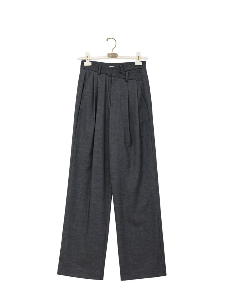 ASYMMETRICAL PIN TUCK WIDE TROUSERS